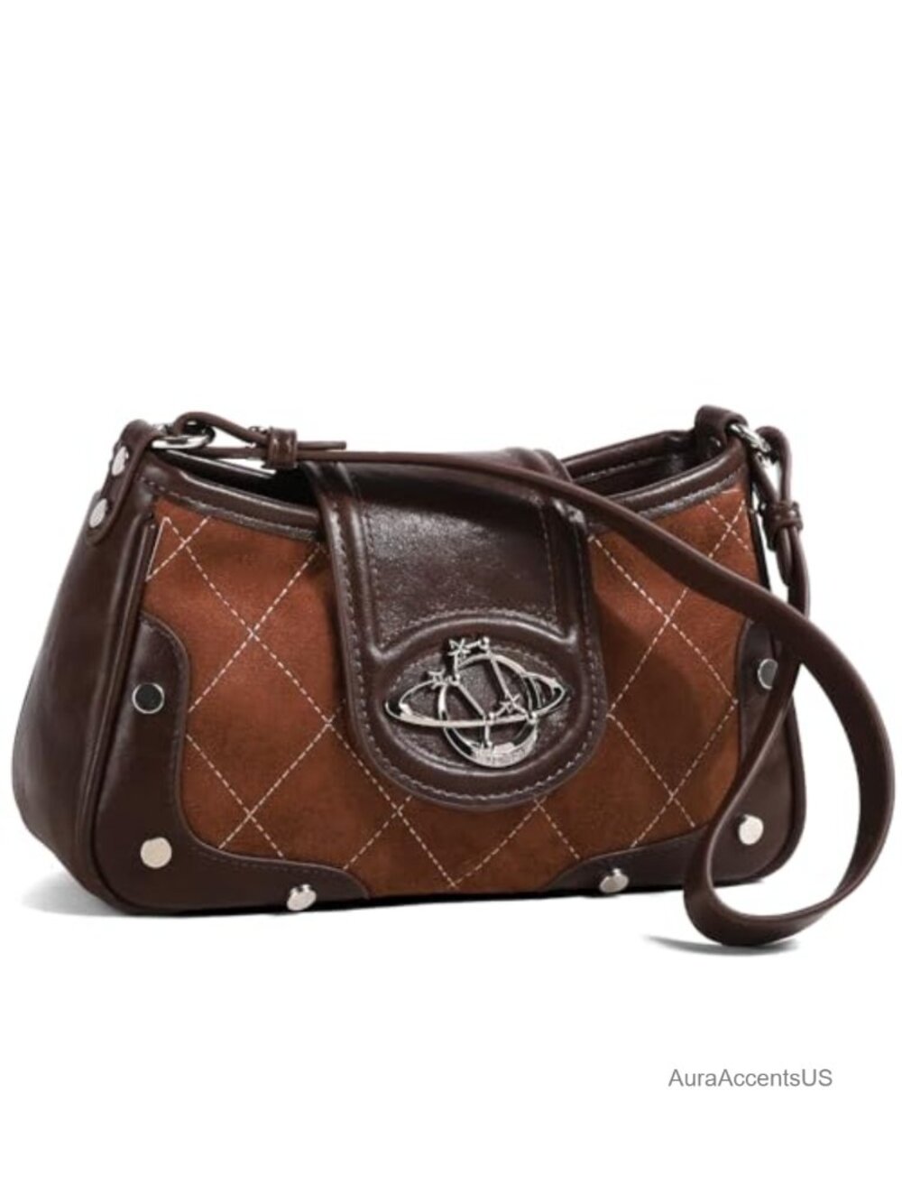 Quilted Faux Suede Leather Crossbody Shoulder Bag Mini Tote Purse